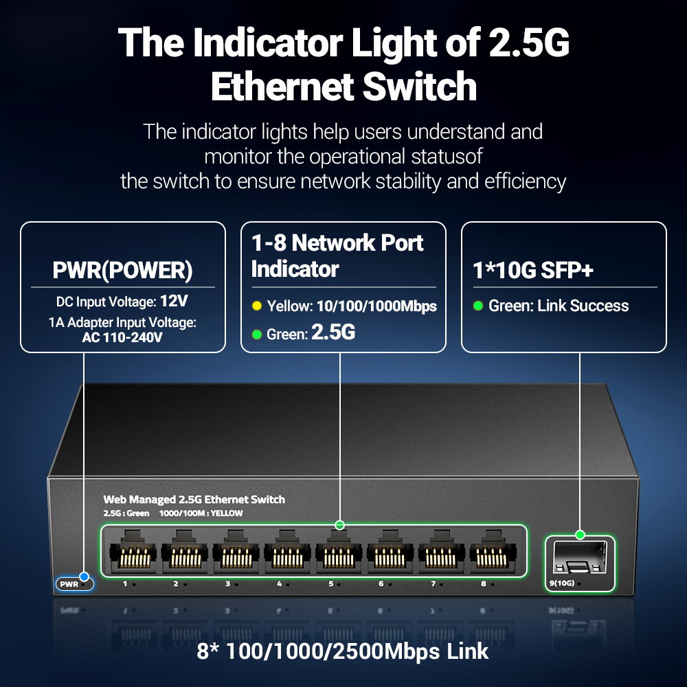 Ampcomイーサネットネットワークスイッチ、ファンレス、8 - Sfp+ 10G Managed Switch 8 Port のレビューと価格